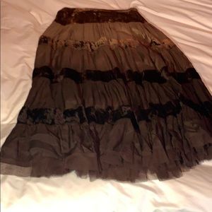 Beautiful ombré brown velvet strips skirt